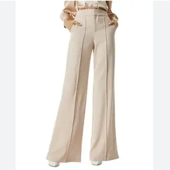 Alice + Olivia Pants - Alice + Olivia Dylan High Waist Wide Leg Pant Trousers Almond Pleated Size 2